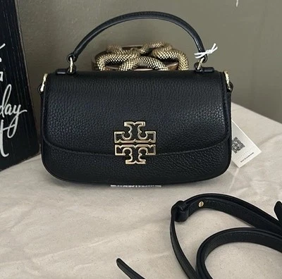 Bandolera Tory Burch Britten Mini asa superior negra Foto 1 de 4