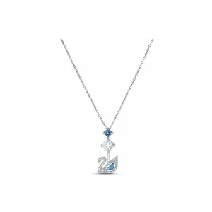 Swarovski 125th Anniversary Dancing Swan Blue Stone Rhodium Plated Necklace - Picture 1 of 4