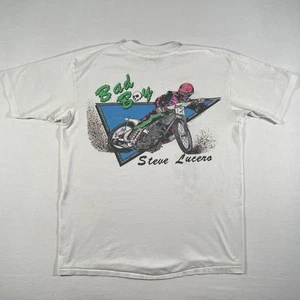 Vintage Steve Lucero Racecrafters Shirt Mens Large White Speedway Moto 80s - Picture 1 of 13