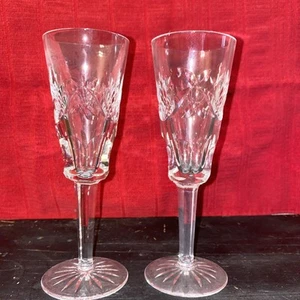 2 VINTAGE WATERFORD CRYSTAL ASHLING CHAMPAGNE FLUTES 7 1/4"~ MADE IN IRELAND - Picture 1 of 4