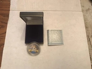 2000 Liberia 1 oz Silver Millennium Liberty Coin Uncirculated Box COA Colorized - Picture 1 of 5