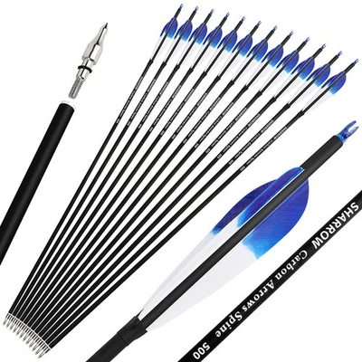 28" 30" 31" Carbon Arrows SP500 100gr Screw Archery Compound Recurve Bow Hunting - Image 1 of 4