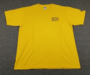Camiseta deportiva vintage años 90 Russell con logotipo bordado para hombre talla grande amarilla - Imagen 1 de 9