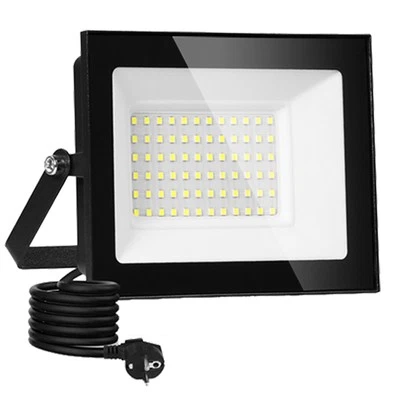 LEADGOODS 50W LED Fluter Flutlicht Strahler mit Stecker Scheinwerfer Baustrahler Kaltweiß