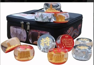 Large Crystal Chinese Chess Set (Xiangqi), 2.17' Pieces, Folding Board, Adult - Picture 1 of 6