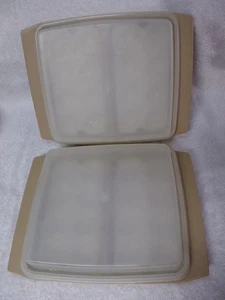 Lote De Colección De 2 Portadores De Huevos Tupperware Deviled con 2 Bandejas 723-1 723-3 Bronceado - Imagen 1 de 6