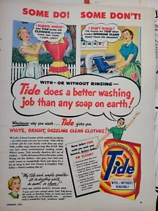 1951 Tide Waschmittel Seife besser waschen Job Vintage Anzeige - Bild 1 von 1