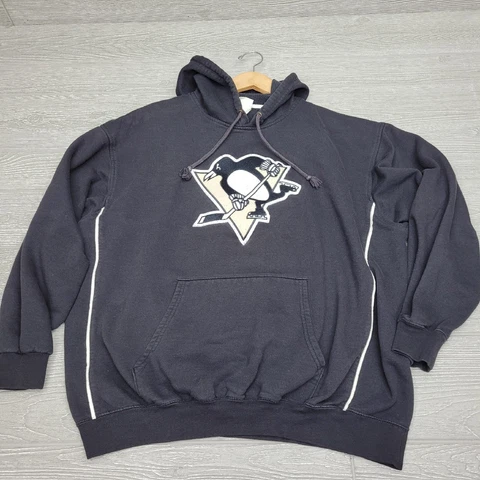 Vintage Lee NHL Pittsburgh Penguins Black Hoodie Size 2XL Cover