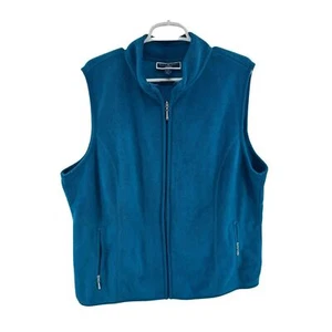 Karen Scott sport 1X gilet pile teal taglie forti tasche zip outdoor atletico - Foto 1 di 9