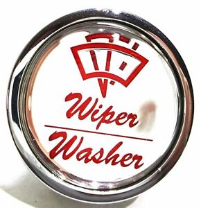 knob wiper/washer silver/red cursive letter for Peterbilt Kenworth Freightliner