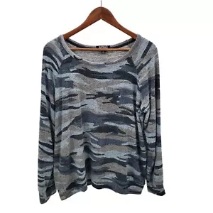 Buffalo David Bitton Sweater Womens XL Gray Brown Camo Pullover Ultra Soft Cozy - Picture 1 of 9