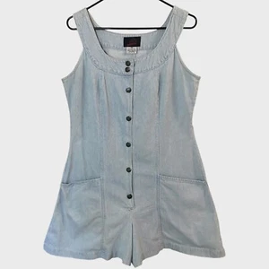Vintage Sasson Denim Romper Light Wash Women's Medium Button-Front Sleeveless - Picture 1 of 9
