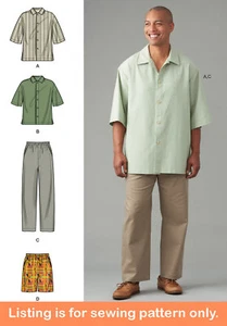 SEWING PATTERN Mens Clothes Clothing - Short Sleeve Shirt Easy Pants Shorts 9279 - Picture 1 of 3