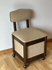 Vintage Original Cube Sewing Storage Chair Seat on Casters Wheels