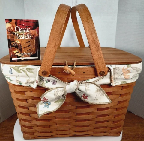 Longaberger 1990 #10324 Lg "Picnic Combo Liner Plastic Insert Basket Rare Video Cover