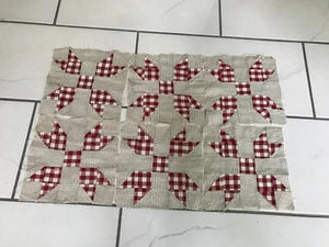 6 Vintage Handmade Quilt Block, 10 x 10", Maroon, Black, White - Bx E - Picture 1 of 3