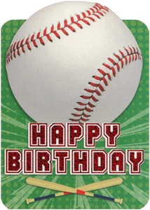 Baseball on Green Die Cut Foil Sports Paper House Birthday Card For Kids - Picture 1 of 2