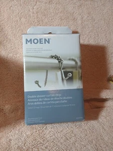 Anillos de cortina de ducha dobles Moen - Acabado de níquel cepillado SR2201BN nuevos en caja - Imagen 1 de 7