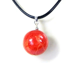 Anhänger/Halskette Schaumkoralle in Kugelform Ø-20 mm  mit Lederkette Ø3 mm - Bild 1 von 4