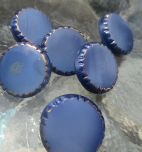 Blaues Glas Gold Glanz Knopf Lot Moonglows - Bild 1 von 12