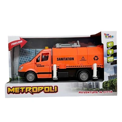 Auto Carro Camion Ecologico Raccolta Differenziata Arancione Luci Suoni s 1:16 - Immagine 1 di 2