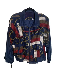 Vintage 90s Kaos Womens 100% silk Long Sleeves Full Zip track suit Sz Medium - Picture 1 of 6
