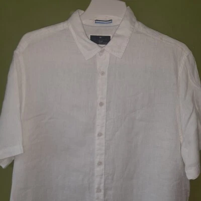 Blue Harbour Short Sleeve 100% Linen Shirt Size XL White Collared - Image 1 of 4