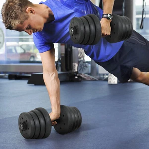66 lbs Weight Dumbbell Set Adjustable Cap Gym Home Barbell Plates Body Workout - Picture 1 of 10