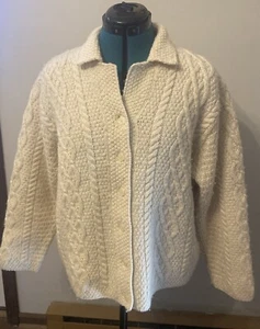 Paul James Vintage 100% Peruvian Wool Made in England Ivory/Cream Cardigan L - Picture 1 of 6