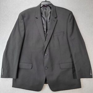 Izod Men's Black Pinstripe Suit Coat Size 52R Jacket Only Polyester/Rayon