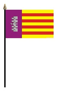MALLORCA SPANISH PACK OF 12 SMALL HAND FLAGS flag 6"x4" with pole SPAIN MAJORCA - Picture 1 of 1
