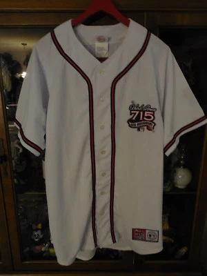 Camiseta de béisbol Hank Aaron MLB 25 aniversario 715 original blanca roja L nueva con etiquetas Foto 1 de 2