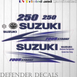 Suzuki 250 PS Viertakt Außenborder Motor Aufkleber Sticker Set Kit White Cowling - Bild 1 von 1