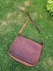 Genuine Vintage Smooth Aged Brown Leather Messenger Satchel Shoulder Laptop Bag