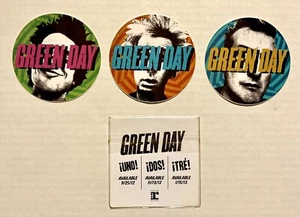 ¡PROMOCIÓN RARA GREEN DAY 2012! ¡UNO! !DOS! !TRE! JUEGO DE 3 PEGATINAS BILLIE JOE MIKE TRE - Imagen 1 de 4