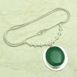 Green Onyx Gemstone Ethnic Handmade Necklace Jewelry 25 Gms AN 95624 - Picture 1 of 1