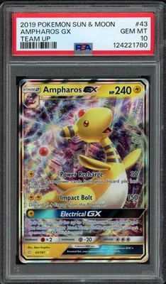 2019 Pokemon Sun & Moon Team Up Ampharos GX 43/181 PSA 10 Gem Mint - Image 1 of 2