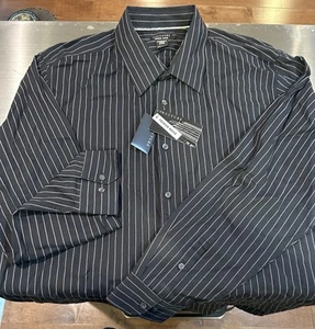 STRUCTURE Dress Shirt Mens XL Black Button-Up Modern Striped NWT - Picture 1 of 7
