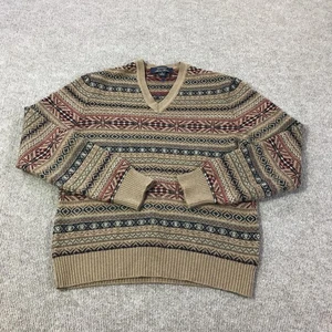 Brooks Brothers Wool Sweater Mens Small Fair Isle V Neck Made in Scotland - Picture 1 of 13