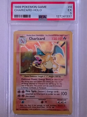 PSA 5 EXCELLENT Charizard #4/102 – 1999 Base Set Holo Rare Pokémon TCG - Image 1 of 4