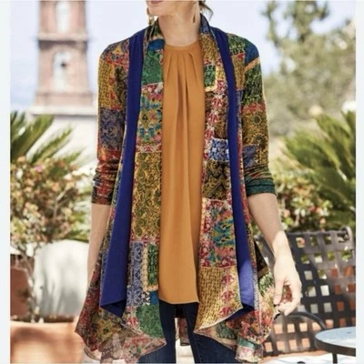 Cárdigan SOFT AROUND Izmir Multicolor Paisley Patchwork Talla M Foto 1 de 4