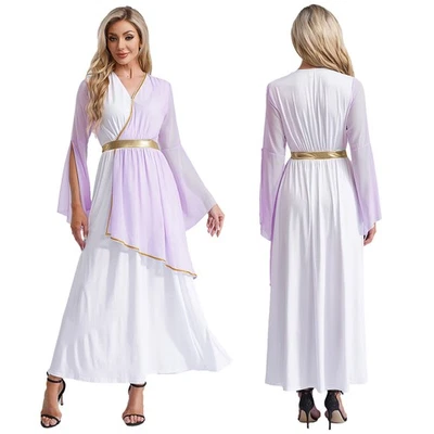 Women's Ancient Greek Grecian Roman Queen Princess Adult Costume Maxi Dress - Image 1 of 3