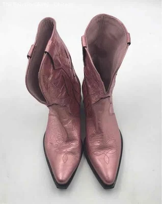 Botas occidentales Free People para mujer de cuero rosa punta tacón ancho talla US 8 Foto 1 de 4
