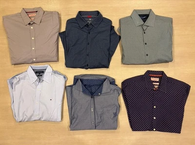 Лот из 6 мужчин длинным рукавом платье рубашки размер средний Tommy Hilfiger розовый камень роза - Изображение 1 из 4