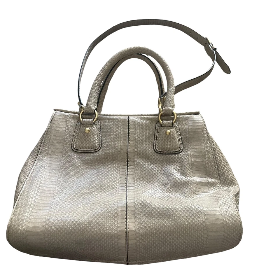 Talbots Leather Snakeskin Large Embossed Handle Satchel Purse Shoulder Bag - Image 1 of 4