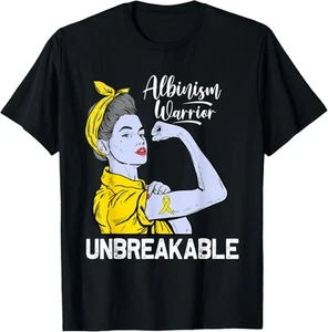 Albinism Warrior Awareness Womens Yellow Ribbon Support T-Shirt Hoodie - Picture 1 of 10