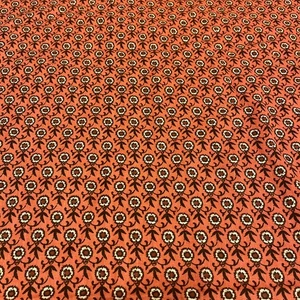 Woodco MCM Mod Orange Cornflowers  Screen Print Decor Fabric 63” X 55” Preshrunk - Picture 1 of 6