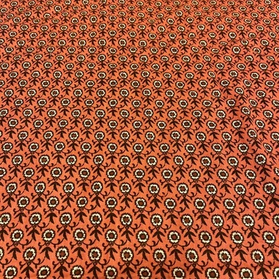 Woodco MCM Mod Orange Cornflowers  Screen Print Decor Fabric 63” X 55” Preshrunk - Image 1 of 4