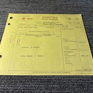 Vtg 1965 Buick Auto Dealer Sales Receipt Car Dealership Invoice - Picture 1 of 2