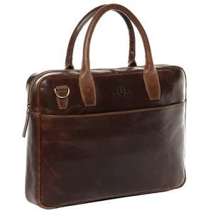 große Laptoptasche schmal echt Leder - 17 Zoll Laptop Business-Tasche Boston ... - Afbeelding 1 van 7